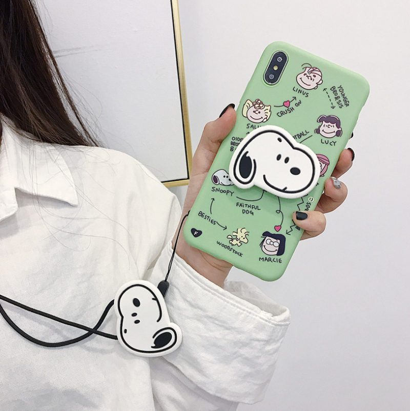 Cute Snoopy Phone Case with Stand and Protector